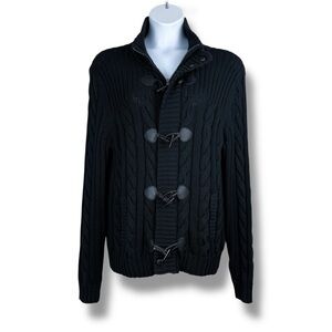 Express Toggle Front Cable Knit Black Cardigan Sweater XL - Winter, Cozy, Casual